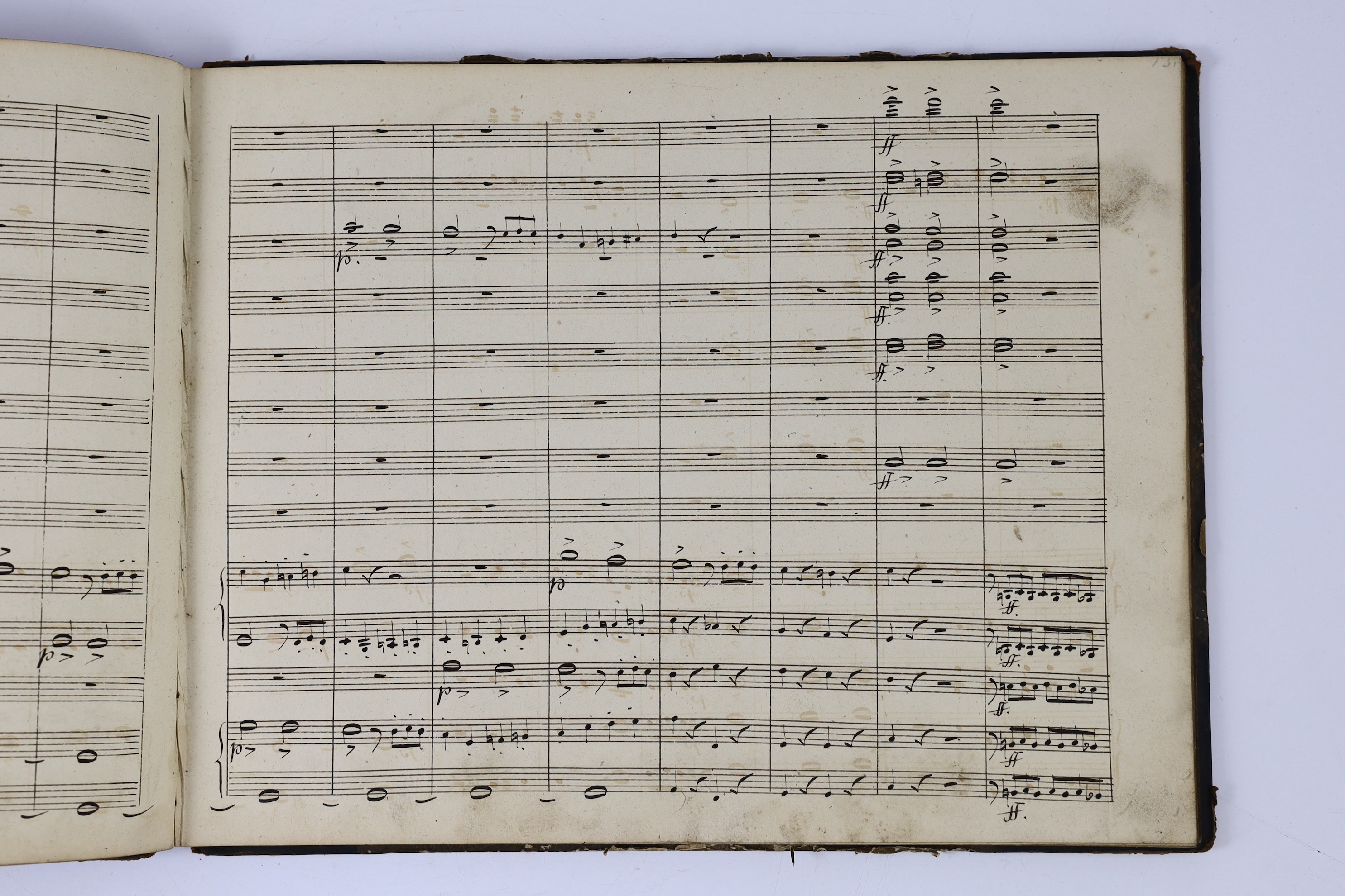 Schneider, Friedrich von - Overture (tragisch) fur ganzes Orchester - manuscript orchestral score, title and 48pp. 13 stave sections, with orchestration and the dynamics